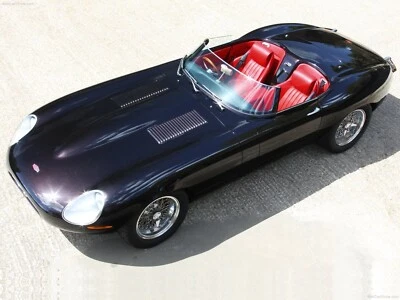Cars black jaguar e type Desk Mat Stitched