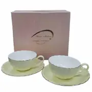 Fine English China Kitchen Tea Cups and Saucers LEMON Set of 2