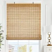 LazBlinds Cordless Bamboo Blinds, Roll Up Shades for Windows, Light Filtering Hanging Window Patio Indoor/Outdoor Porch - Blinds Size: 33 1/5'' W x 72'' H, Squirrel (BAM-KKJL-08)