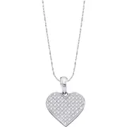 14k White Gold Princess Diamond Heart Pendant 2 Cttw
