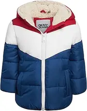 [DKNY] Baby Infant Boys' Puffer Jacket - Toddler Puffer Coat Full Zip Up Sherpa Lined Quilted Hooded Jacket (Sizes: 12M-4T)