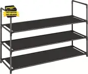 3-Tier Stackable Shoe Rack, Sturdy & Durable Long Shoe Shelf Storage Organizer f