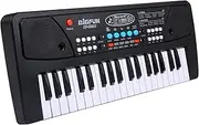37 Keys USB Electronic Organ Electric Piano with Microphone Black Digital Music Electronic Keyboard Built-in Stereo Speakers with 8 Tones 8 Rhythms 6 Demo Songs 4 Percussion Gift