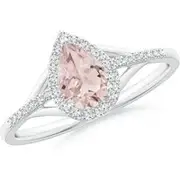 Pear-Shaped Morganite Ring with Diamond Halo