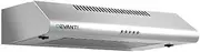 Devanti Range Hood Fixed Rangehood 60cm 600mm Wall Mount Canopy, Stainless Steel Recirculating Duct Kitchen Ventilation, 3 Speed Exhaust Fan Aluminium Filters LED Lights Silver