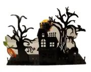 Quirky Black Haunted House Medal Candle Holder