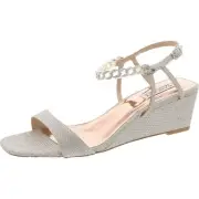 Badgley Mischka Womens Silver Adjustable Wedge Heels 9 Medium (B,M) BHFO 7784