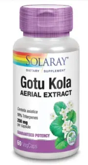 SOLARAY Gotu Kola Aerial Extract - 60 VegCaps (Purple Cap)