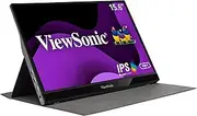 ViewSonic VG1655 16 Inch FHD 1080p IPS Portable Monitor with Mobile Tilt Ergonomics, 250nits, USB-C, Mini HDMI, Protective Metal Case, Smart Cover for PC Laptop Phone Tablet, Speaker, Lightweight