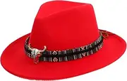 [FOMIYES] Bull Head Woolen Hat Travel Hat Red Hat Cowgirl Hat Hats Cowboy Clothes for Men Sombrero Vaquero para Hombre Hat Women Fedora Hat for Men Visor Hat Cowboy Costumes Cap Black Felt