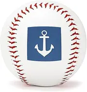 BVNMT Leather Nautical White Anchor Pattern Printed Baseball Suitable for Children and Teenagers of All Ages Graduation Birthday 2.8 * 2.8 in