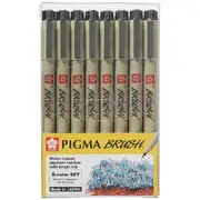 Sakura Pigma Micron Brush Pen Assorted 8 Pack