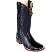 Los Altos BLACK Teju LIZARD Square Toe TPU Rubber Sole Western Boot EE 8260705