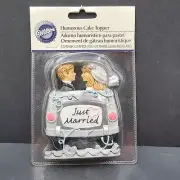 Wilton JUST MARRIED Humorous Wedding Cake Topper Bride Groom NIP