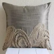 Couch Cushion Case Silver 16"x16", Home Decor Silk Fabric - Silver Jute
