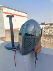 Medieval Knight Helmet Battle Ready Bascinet Helmet Larp Cosplay Combat