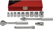 329 - 3/8Inch Drive 13 Piece Metal Boxed Set - 6 Point Standard Sockets