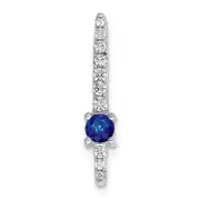 14k White Gold 1/6 Ct. Lab Grown Diamond VS/SI+ G+ and Lab Created Blue Sapphire Chain Slide Pendant