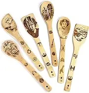 Riveira Star War Gifts Home Decor Wooden Spoons for Cooking Utensils Set 6-Piece Starwars Gifts Kitchen Utensils Spatulas for Nonstick Cookware Gift House Warming Presents Fun Finds for Men and Women