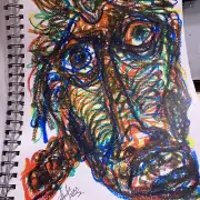 Original Drawing Outsider Art Brut Naive Abstract Primitive Folk Art Signed #2