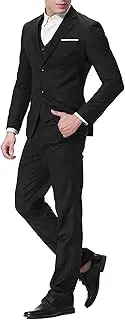 [Generic] Men's Double Buttons Stylish Suit Set 3 Piece Two Button Tuxedo for Business Stylish Classic 3 Piece Suit