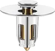 Upgraded Bathroom Drain Stopper Bullet Core Push Type Pop-up Universal Sink Filter Washbasin Drain Stainless Strainer Plug with Basket Hair Catcher for 1.02-1.96inch Drain (Silver color, 1