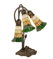 Meyda Tiffany 251686 Pond Lily 3 Light 16" Tall Gooseneck Table - MultiColor