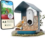 Non Solar Smart Bird Feeder with Camera - Ai Bird Species Identification, 5Mp Photos, 2K Hd Video Live Stream Camera, Battery-Powered Charging, 2.8In Focus - Blue