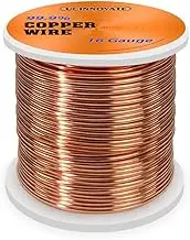 99.9% Soft Copper Wire, 16 Gauge (1.23mm Diameter) Bare Copper Wire for Gardening, 127 Feet 39m, 1 Pound Spool 16 Gauges Pure Copper Wire, 16 AWG Copper Wire for Electroculture Jewelry Making Crafts