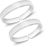 [Tongari] Graceful Band Design Silver Toe Rings in Pure 92.5 Sterling Silver for Women...,, Adjustable, Non-Precious Metal, No Gemstone