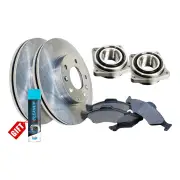 Front Wheel Bearing Hub Assembly + Brake Rotor Pad Kit for Honda Accord CB6