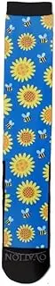 [Ovation] Footzees Boot Socks One Pair Ladies 7-10 - Sunflowers and Bumble Bees Blue, Blue