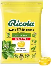 Ricola Lemon Mint Herb Throat Cough Drops 105 Pack Eucalyptus Fresh Breath......