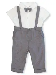 Baby Bow Tie And Braces Set 0-3 mth GREY (SOLID)