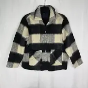 BlankNYC Womens XL Out Of Line Black Plaid Wool Blend Shacket