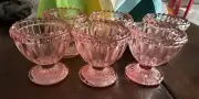 Set of 6 Vintage Pink Depression Style Glass Eggs Cups