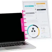Monitor Document Paper Holder for Typing | Clips to Laptops & Desktop Monitors I Reduces Eye & Neck Strain | Portable Copy Holder for Desk | Sticky Note Stand & Monitor Memo Board | Pink