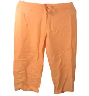 NWT Connection 18 Tangerine Plus Size 3X Cropped Ramie Blend Drawstring Pockets