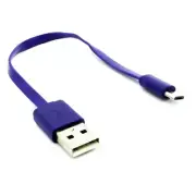 MicroUSB Short USB Cable Purple Charger Cord Power Wire Flat for Phones Tablets