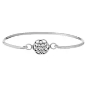 Sterling Silver Bangle With Hook Clasp 925 Seed of Life Thin - 81stgeneration