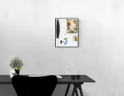 UNFAIRLY COMPARED Black Orange White Abstract Placing Object Collage Painting