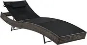Outdoor Rattan Chaise Lounge, Patio Lounge Chair All Weather Outdoor Reclining Chair for Patio Pool Beach Sunbathing Chair with Adjustable Backrest, 213 x 70 x (40-91.5) cm Brown
