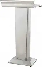Deluxe Lectern Stainless Steel Podium Wide Band Reading Surface Floor Standing Church Pulpit for Office,Classroom,Restaurant