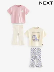 Pink 2 Pack T-Shirt & Flare Set (3mths-7yrs) (E65388) | $46 - $55