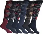 [ShopMCR] 3 Pairs Men’s Women’s Luxury Cotton Rich Golfing, Horse Riding Sports Socks Breathable Designer Diamond Stripe Argyle Plain Extra-long Knee High 6-11, 4-7 Socks