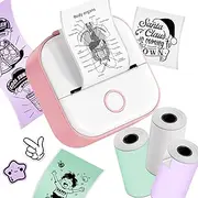 Phomemo Mini Portable Printer, Print Pod, Bluetooth Smart Pocket Inkless Thermal Printer with 3 Roll Papers for Journal/DIY Scrapbook/Travel/Notes/Label/Memo, Receipt Printer for iOS&Android, Pink