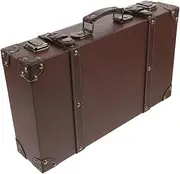 NOLITOY Luggage Light Brown Leather Wedding Vintage Suitcase Wooden Treasure Chest Vintage Trunk Wooden