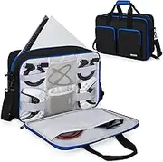 AKOZLIN Carrying Bag for PlayStation 5 /PS5/PS4/PS4 Pro/PS4 Slim/Xbox One XS Gaming Console Travel Carry Case with Pockets for Controller, Headset, Game Discs,Console Base and Accessories,Blue