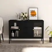 Sideboard Black 105x35x70 cm Steel and Tempered Glass vidaXL