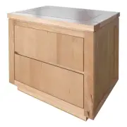VALANCE SOLID MESSWOOD TIMBER BEDSIDE TABLE PARQUET TOP NATURAL